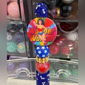 Handcrafted Wonder Woman Beaded Pen - Red, Blue, Gold